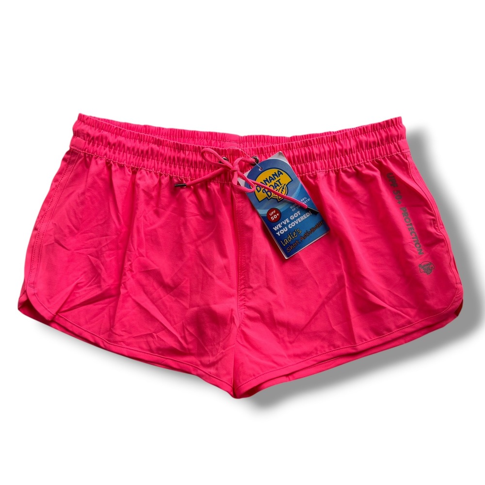 Banana Boat Womens XL Neon Pink UPF 50+ Activewear Drawstring Shorts BB216 Beach